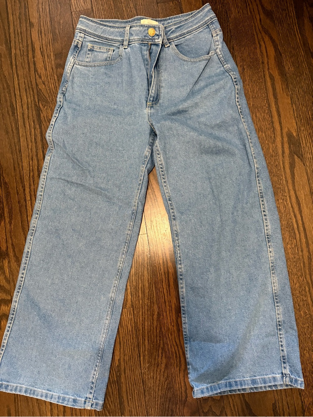 Sezane Le Crop Light Blue Cropped Wide-Leg Jeans
